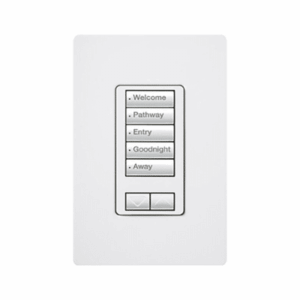 (RadioRA2) Teclado seetouch 5 botones, 2 botones subir/bajar, programe escenas diferentes en cada botón.: RRDW5BRLWH