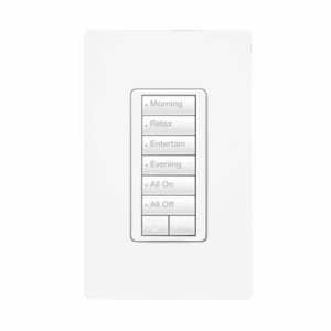 (RadioRA2) Teclado seetouch 6 botones, 2 botones subir/bajar, programe escenas diferentes en cada botón.: RRDW6BRLWH