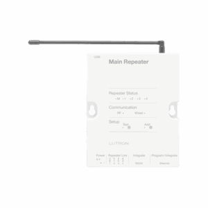Controlador HUB principal para RadioRa2 LUTRON, soporta 100 dispositivos, 4 repetidores, programacion vía software PC. Alcance total del sistema 2 HUB 8 rep: RRMAINREP