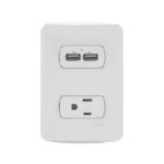 CONJUNTO DE TOMA DE CORRIENTE AMERICANA 2 POLOS + TIERRA, 15A Y 2 TOMAS USB 2.1, 1A, S3B19810 SCHNEIDER ELECTRIC