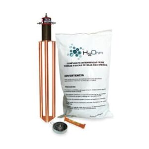 Kit Antivandalico de puesta a tierra de 45 A con Electrodo, Acoplador en Filtro y Compuesto H2Ohm.Sistema de puesta a tierra para Sitios de Comunicaciones.