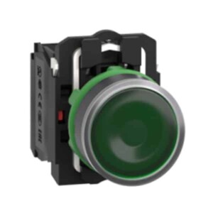 Pulsador luminoso LED, 120V CA, 1NA+1NC, verde. XB5AW33G5 Schneider Electric  XB5AW33G5