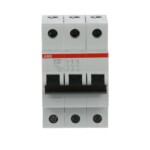 INTERRUPTOR RIEL DIN 10A 3P   440VCA 6KA MARCA ABB            2CDS213001R0104
