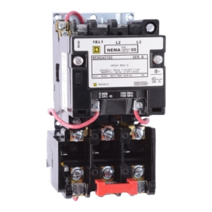 NEMA Motor Starter, Type S, nonreversing, Size 0, 18A, 5 HP at 460 VAC, 5 kA SCCR, 3 phase, 3 pole, melting alloy, 240 VAC coil, open 8536SBO2V03