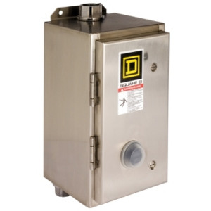 NEMA Motor Starter, Type S, nonreversing, Size 1, 27A, 10 HP at 460 VAC, 5 kA SCCR, 3 phase, 3 pole, melting alloy, 120 VAC coil, NEMA 4/4X 8536SCW13V02S