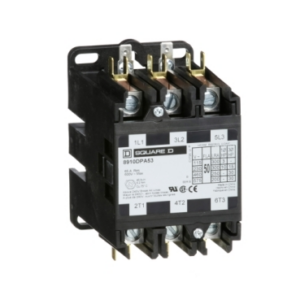 Contactor, Definite Purpose,  50A, 3 pole, 30 HP at 575 VAC, 3 phase, 208/240 VAC 60 Hz 220 VAC 50 Hz coil, open 8910DPA53V09